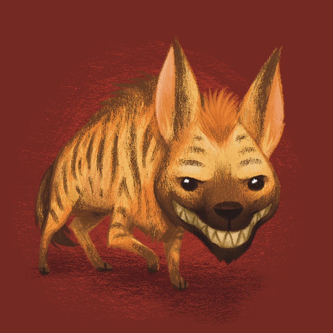 Hyena in a dark red background