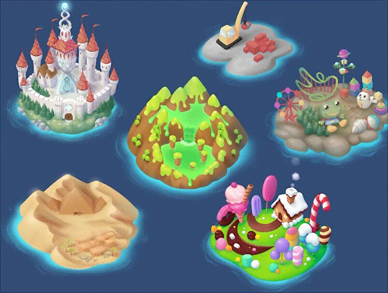 Animation of 6 magic islands